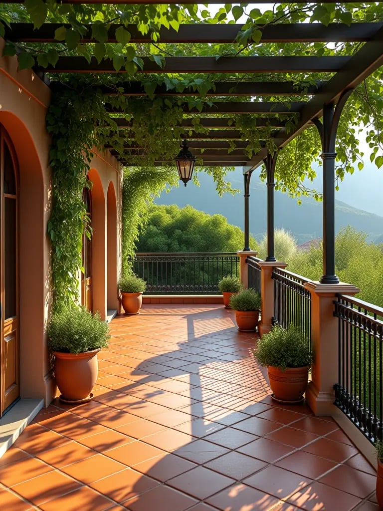 Industrial chic deck with urban view