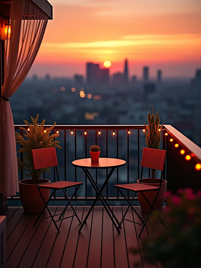 Lush vertical garden on compact deck with seating