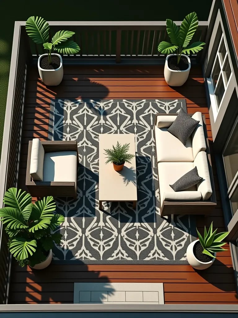 Luxurious outdoor kitchen area on deck with built in grill