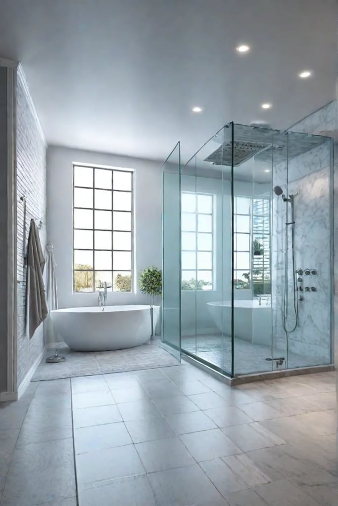 Luxurious bathroom glass shower enclosure spalike experience