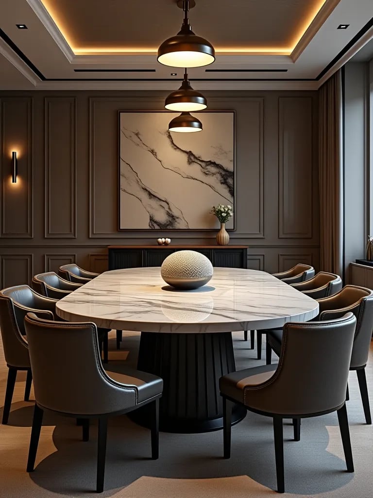 Modern dining set with metallic accented chairs