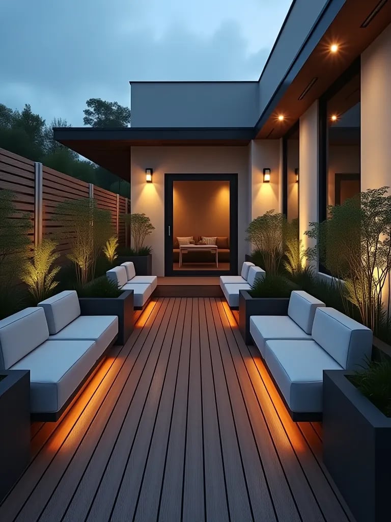 Multi level small deck with planters and reading nook