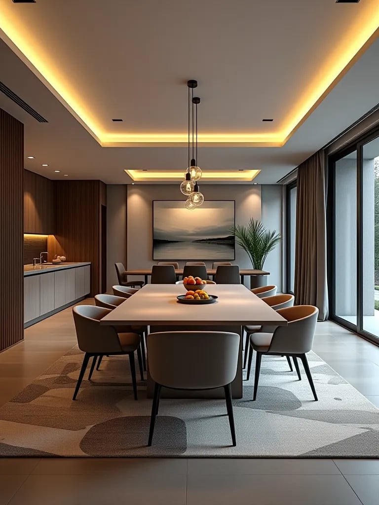 Open concept dining area with extendable table