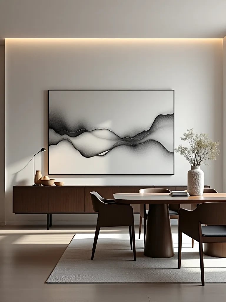 Organized contemporary dining room with sideboard