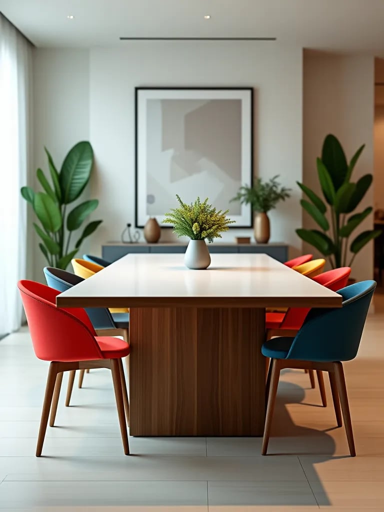 Practical extendable dining table in bright contemporary setting