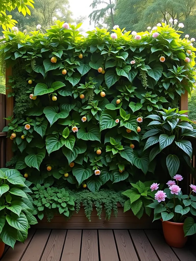 Romantic deck privacy solution with light canopy