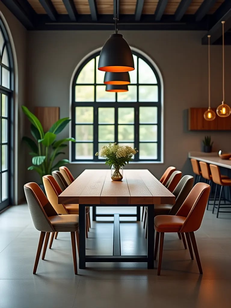 Sustainable dining room with mix and match chairs