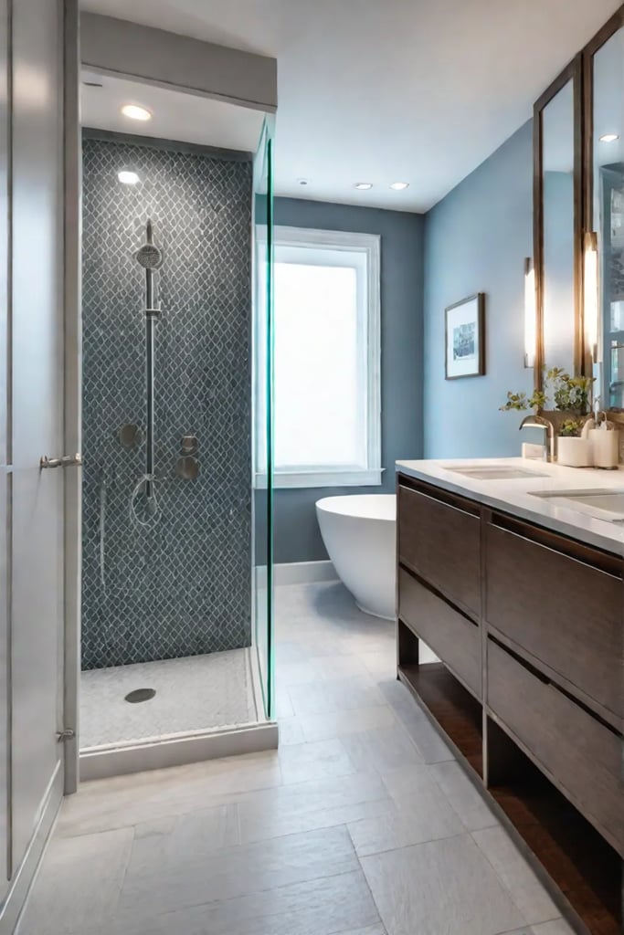 organized_bathroom_spacious_countertops_walkin_shower