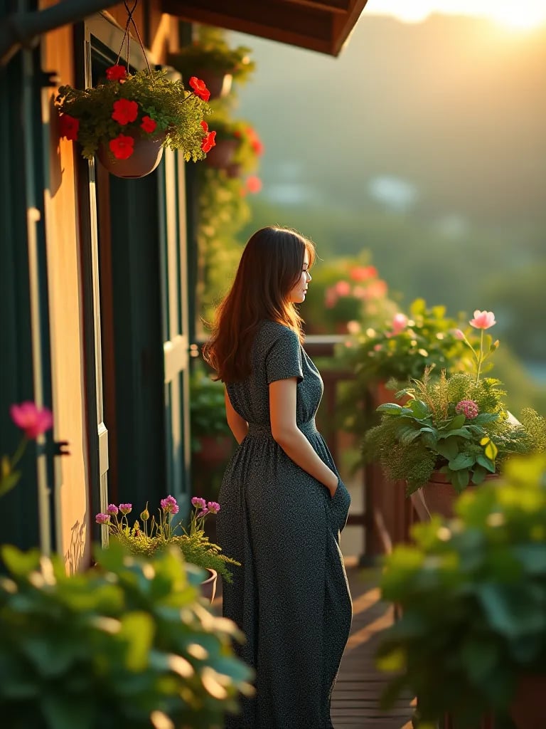 Balcony garden with diverse containers and thriving vegetable plants