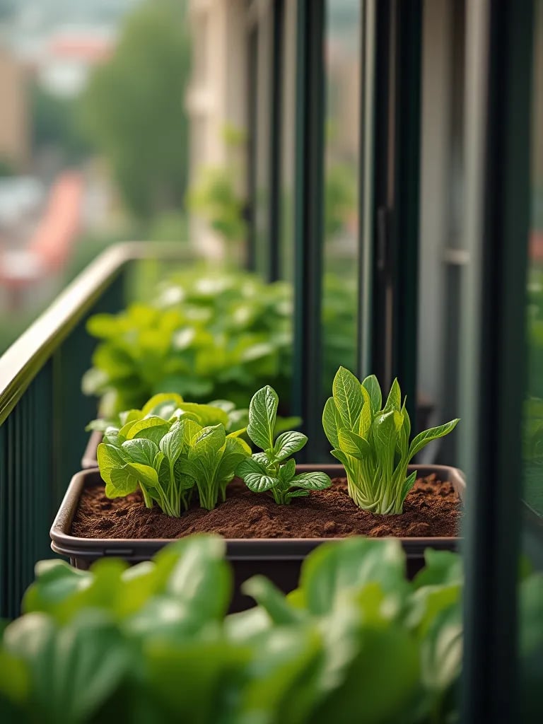 Before and after of balcony transformed into thriving container vegetable garden