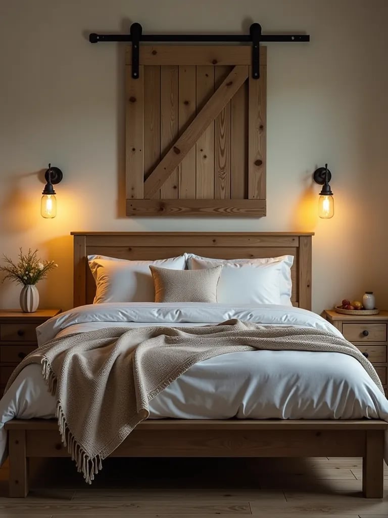 Bright Scandinavian style bedroom with DIY furniture and monochrome accents