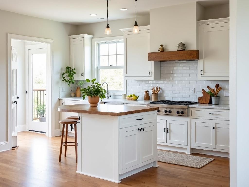 Charming white farmhouse kitchen with rustic elements