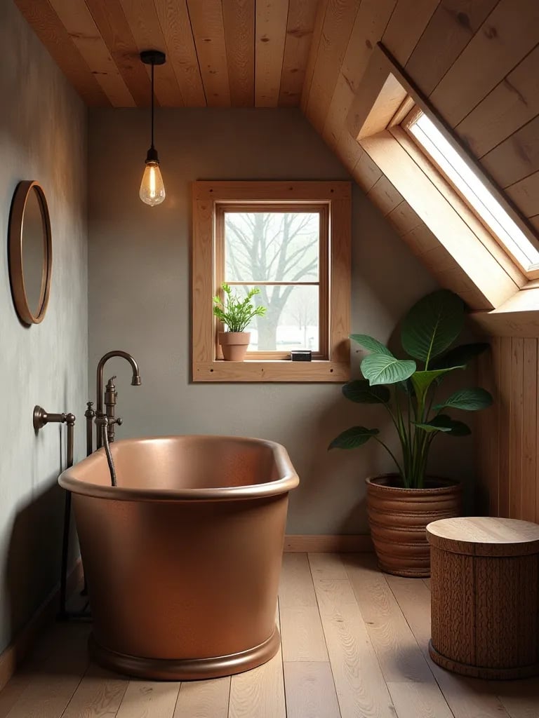 Compact bathroom featuring double vanity and curved glass shower