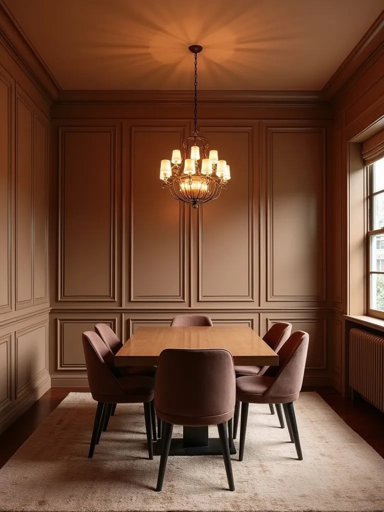 Cozy dining room with plush carpet and sound absorbing features