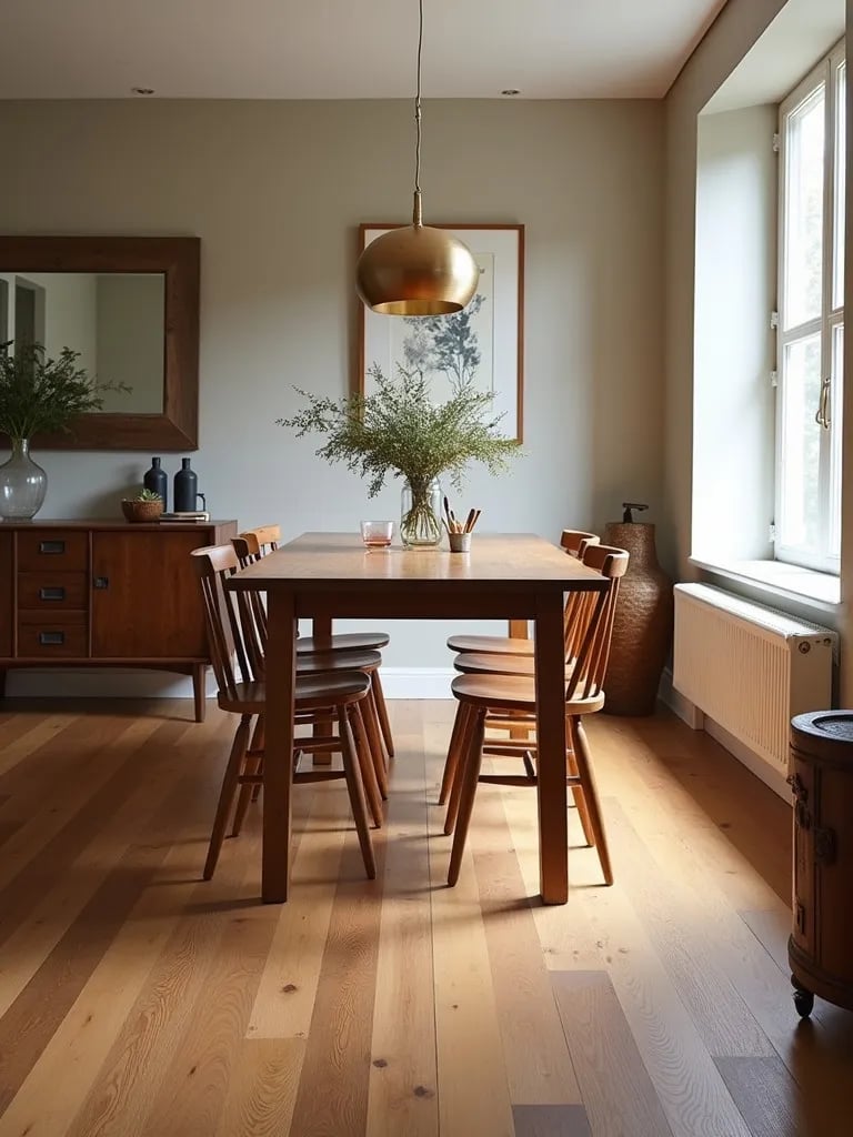 Elegant dining room featuring cost effective vinyl plank flooring