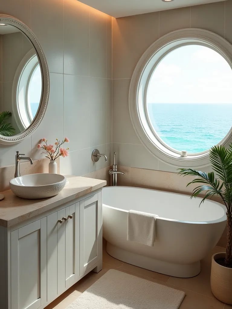 Glamorous art deco bathroom featuring geometric patterns and vintage elements