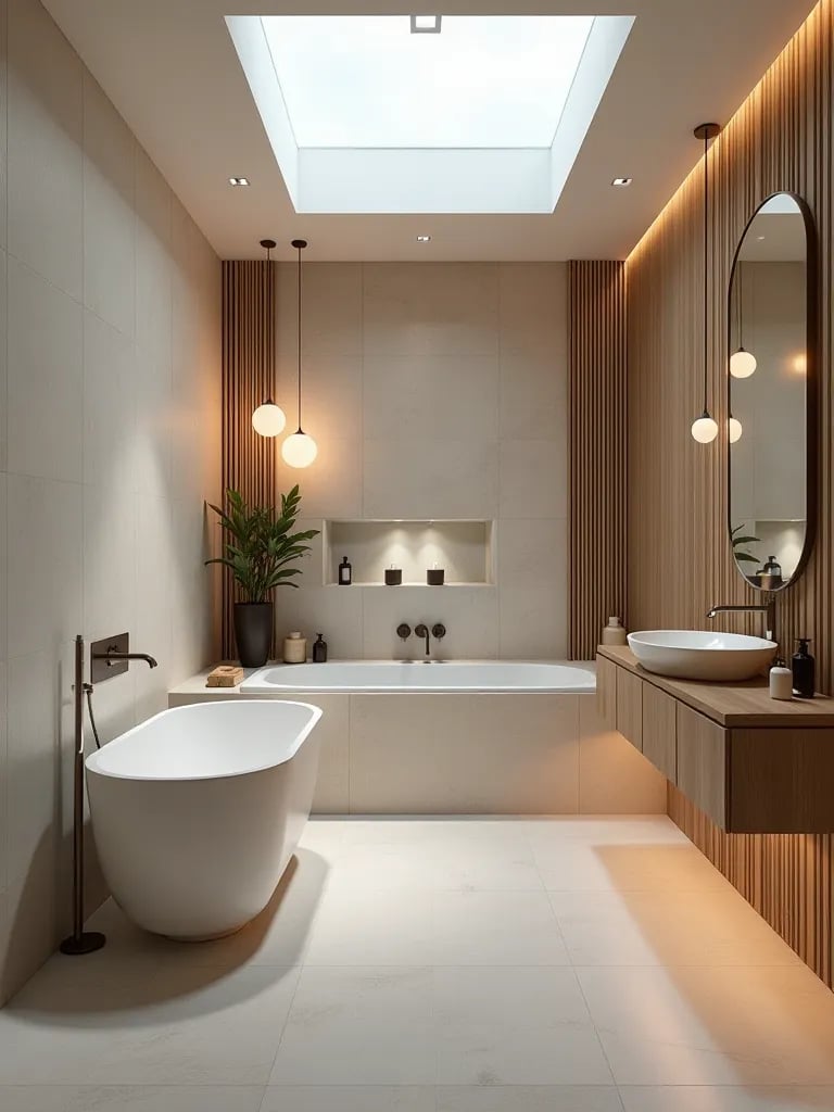 Glittering bathroom featuring crystal lighting and illuminated onyx