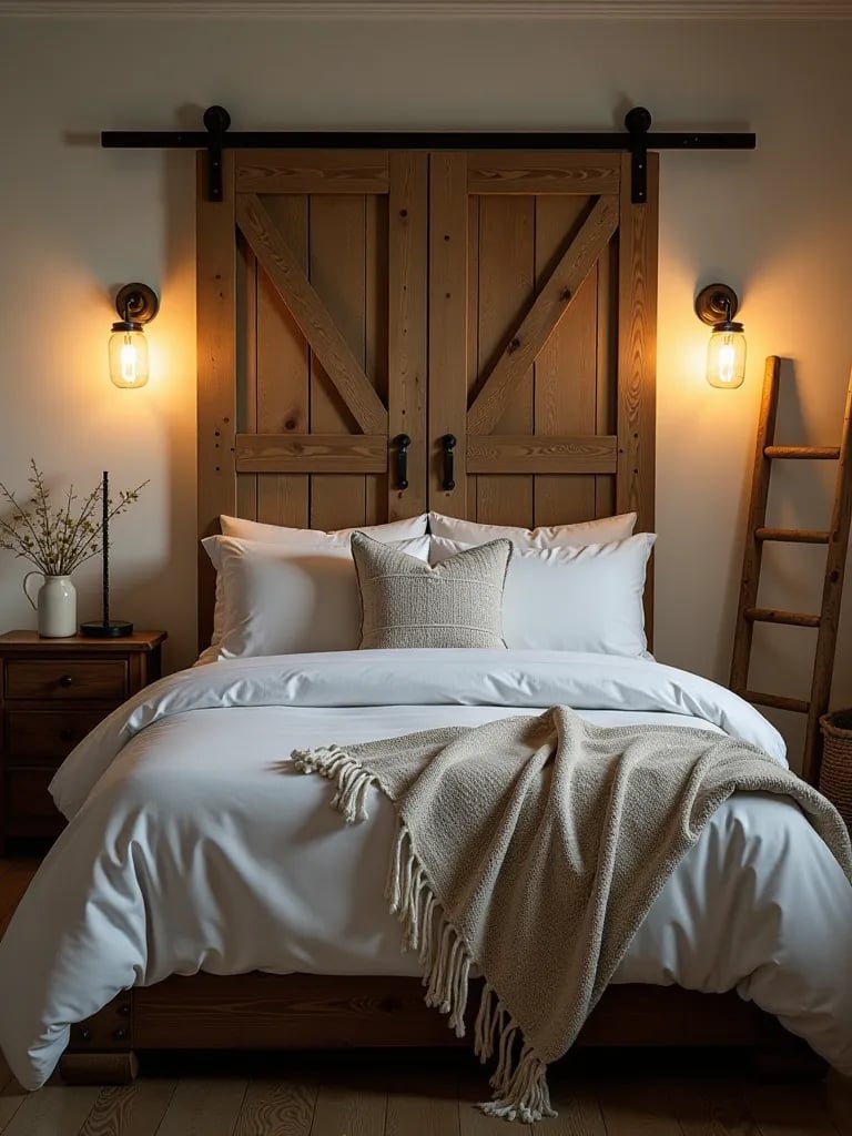 Minimalist Scandinavian bedroom with wooden platform bed and hanging chair