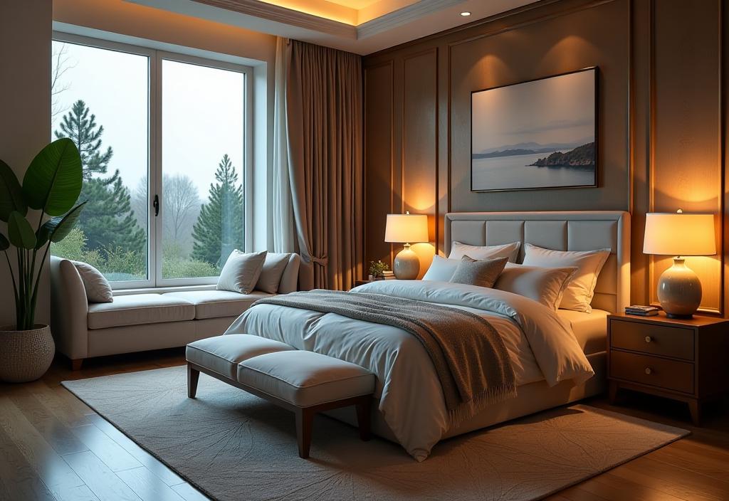 Tranquil bedroom featuring comfortable furniture and soft lighting