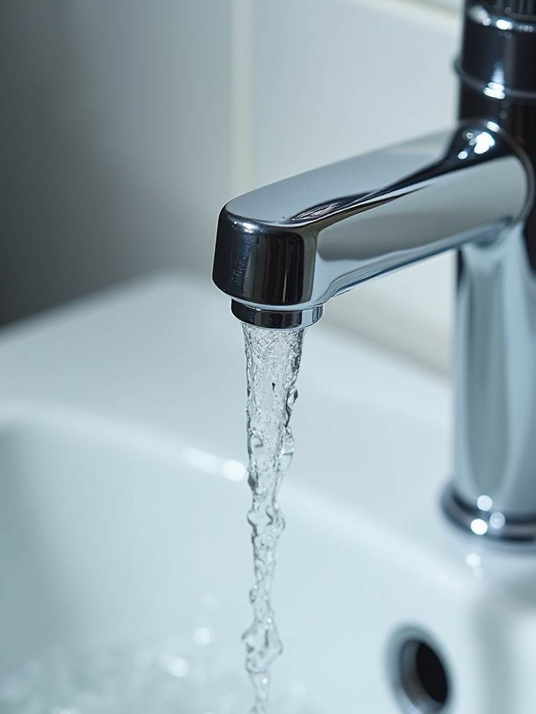 Bathroom faucet with a new aerator installed, saving water and money with each use.