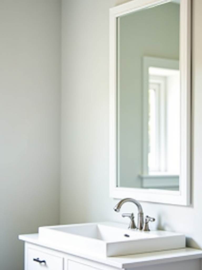 Bathroom vanity with a framed frameless mirror, a budget-friendly mirror revamp.