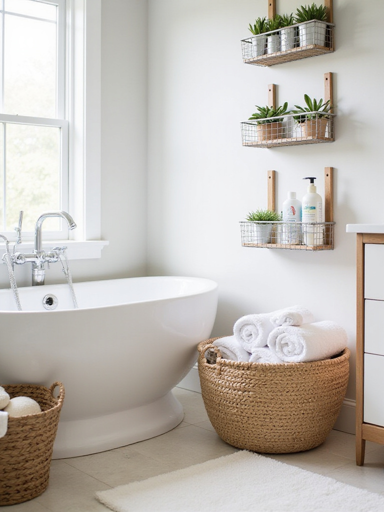 Affordable bathroom remodel with baskets for stylish storage solutions
