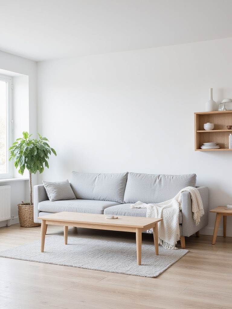 Scandinavian living room with clean lines and simple furniture.