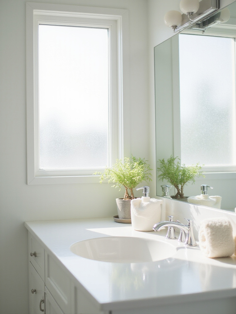 Clean and clutter-free bathroom vanity with minimalist decor