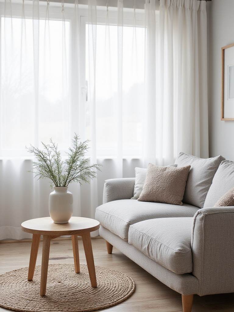 Scandinavian living room embodying the 'Lagom' principle with balanced decor and natural light.