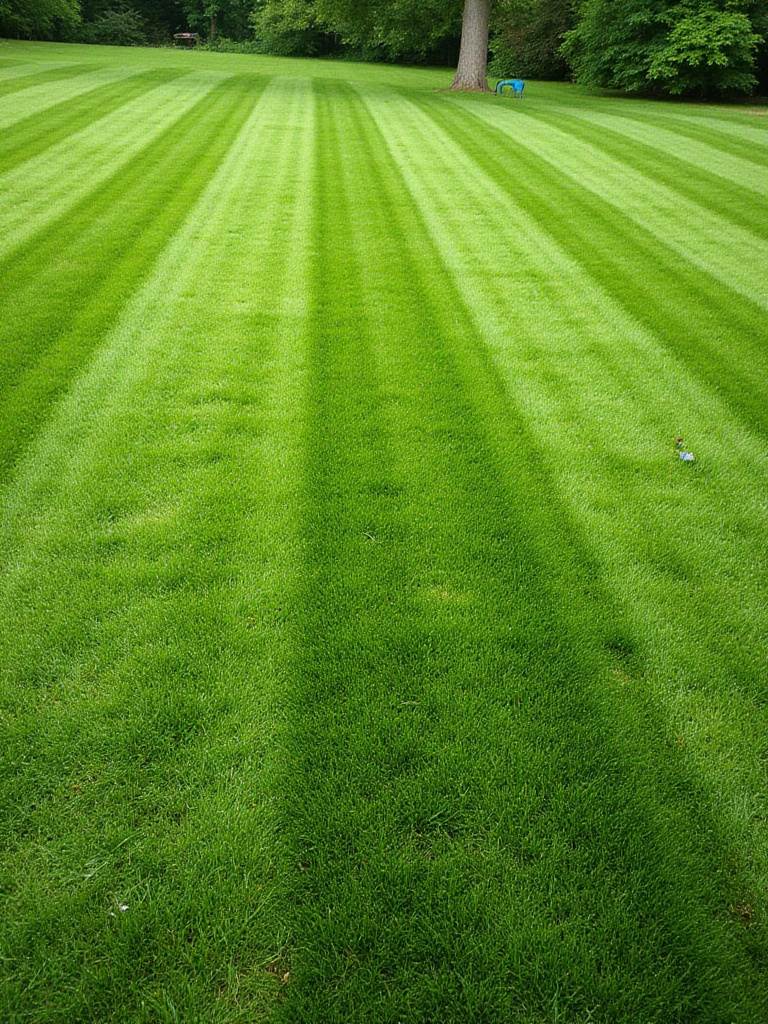 Perfectly manicured lawn with crisp mowing stripes