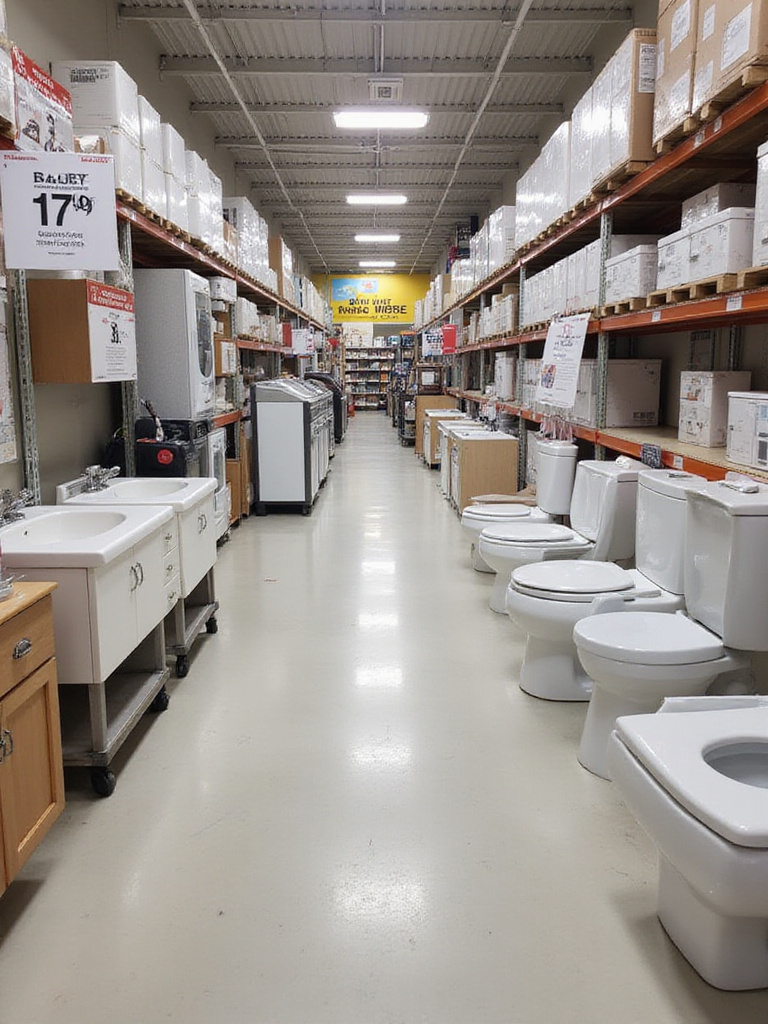 Bathroom remodel materials on sale in a home improvement store