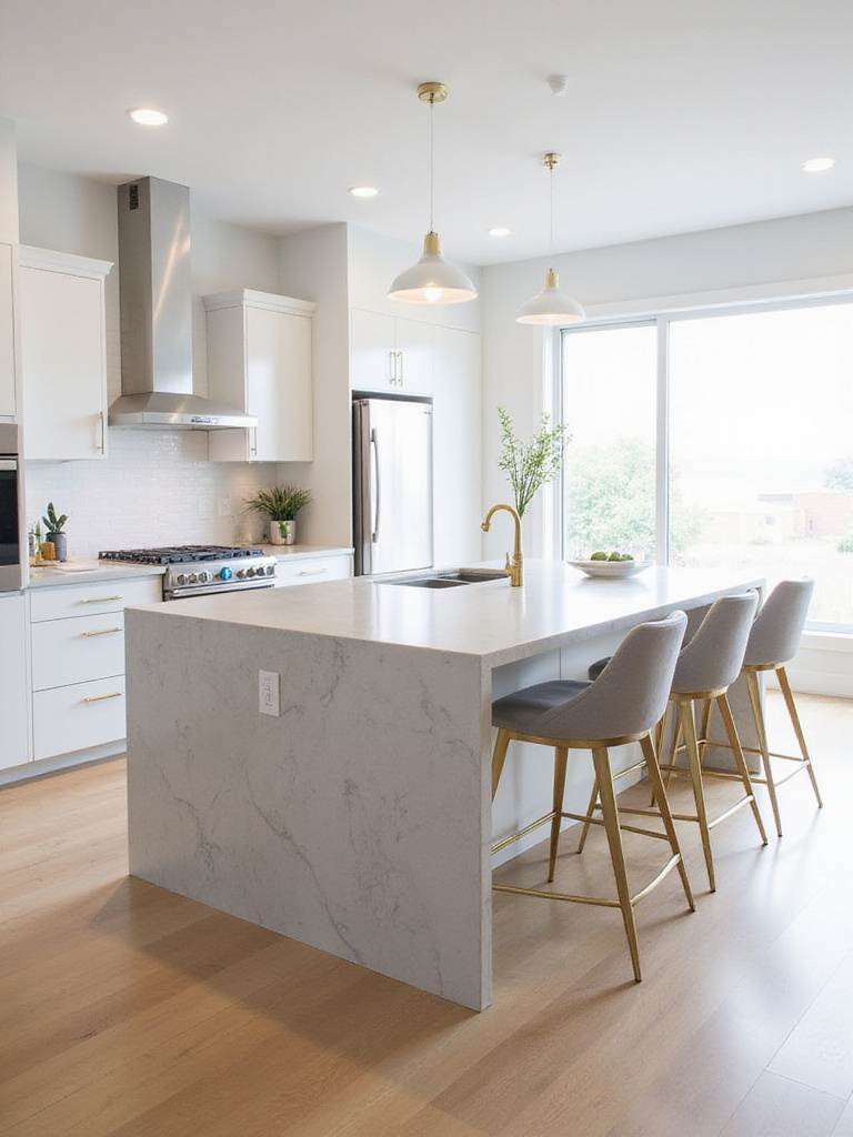 Stylish bar stools complementing a modern kitchen island