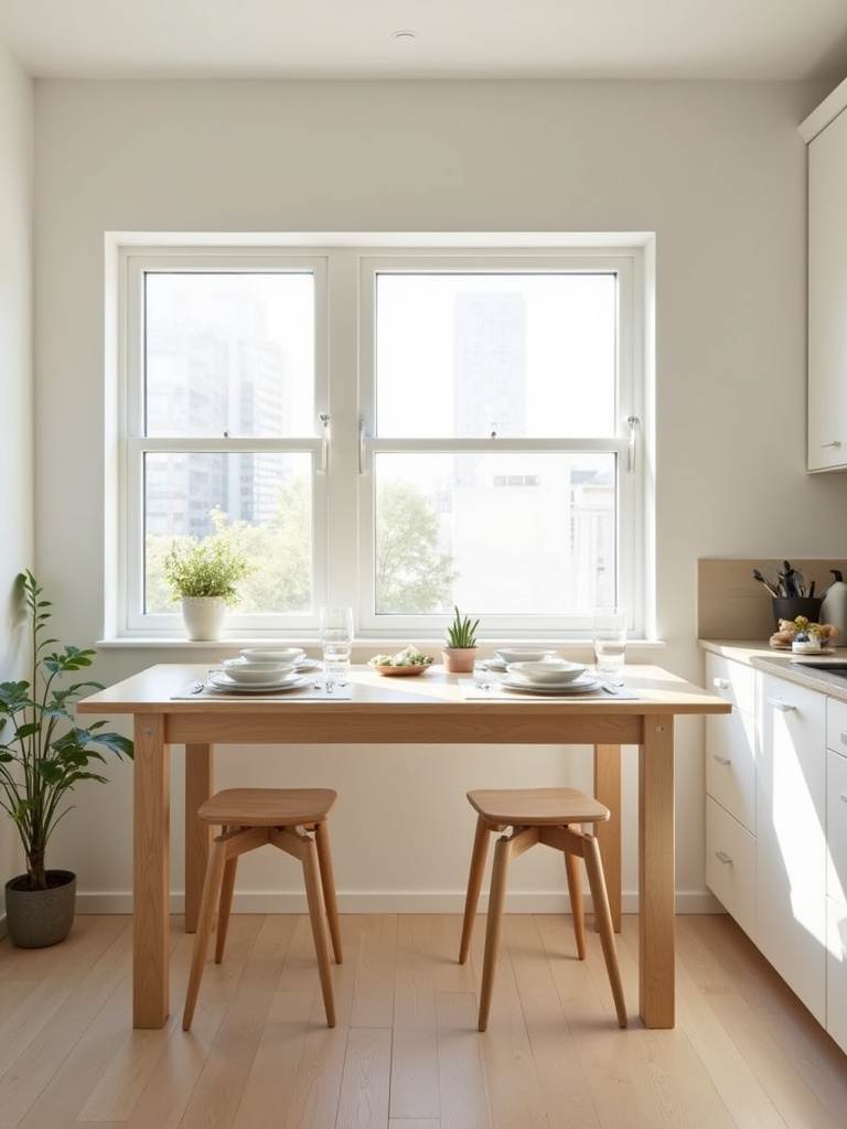 Small kitchen with extendable table, maximizing dining space
