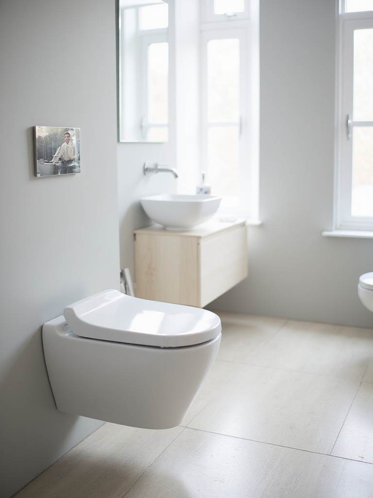 Modern bathroom with integrated bidet toilet seat, showcasing hygiene and convenience.