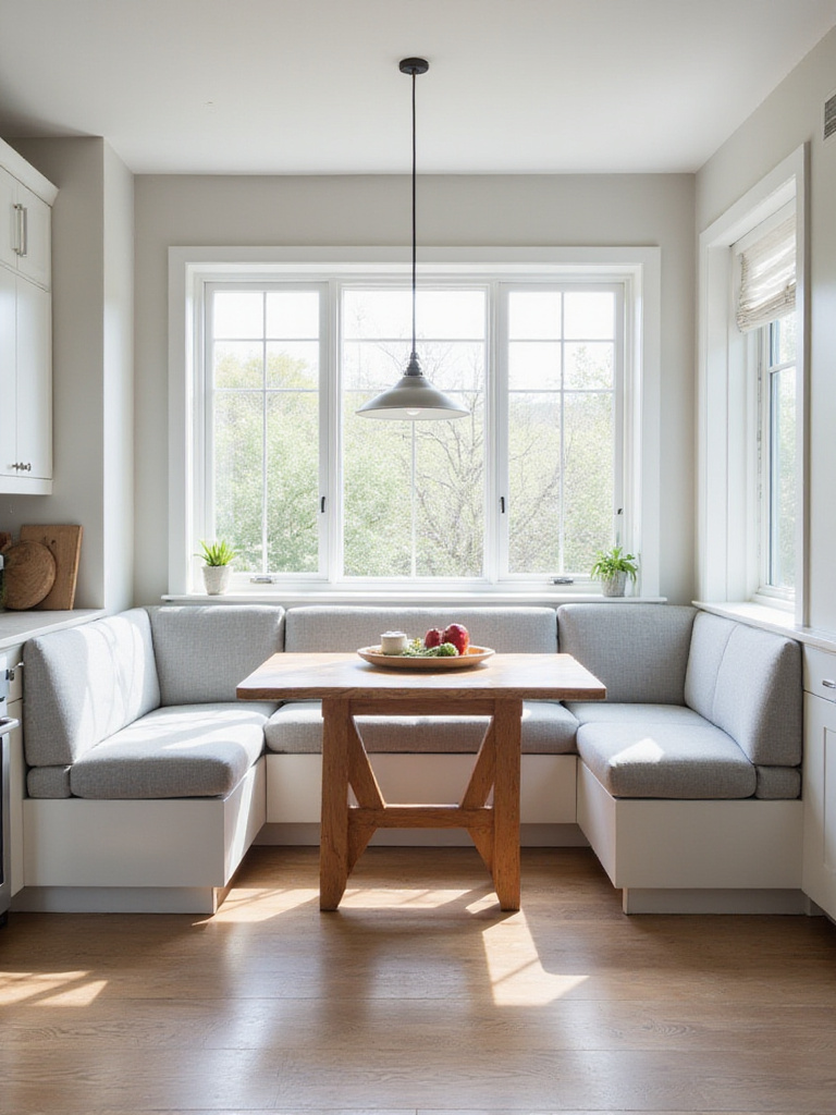 Modern kitchen with built-in banquette seating