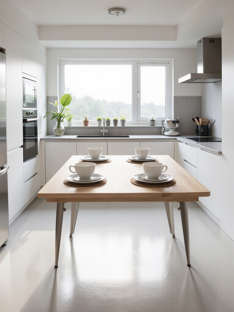 Modern extendable dining table in a bright kitchen