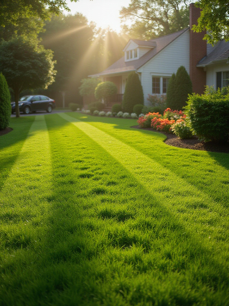 Pristine green front lawn with neat edges