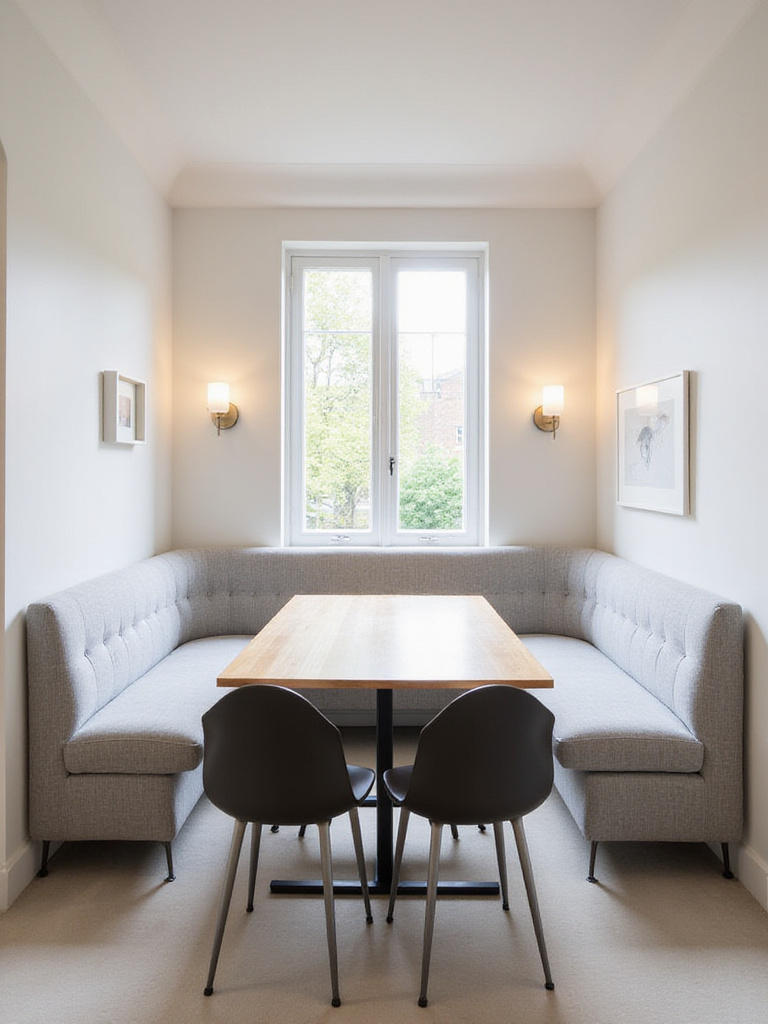 Modern dining room with built-in banquette seating
