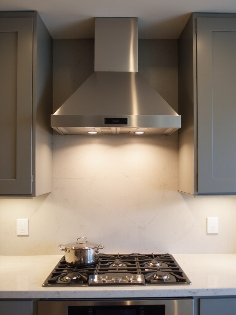 Modern kitchen with a new range hood installed above the stove