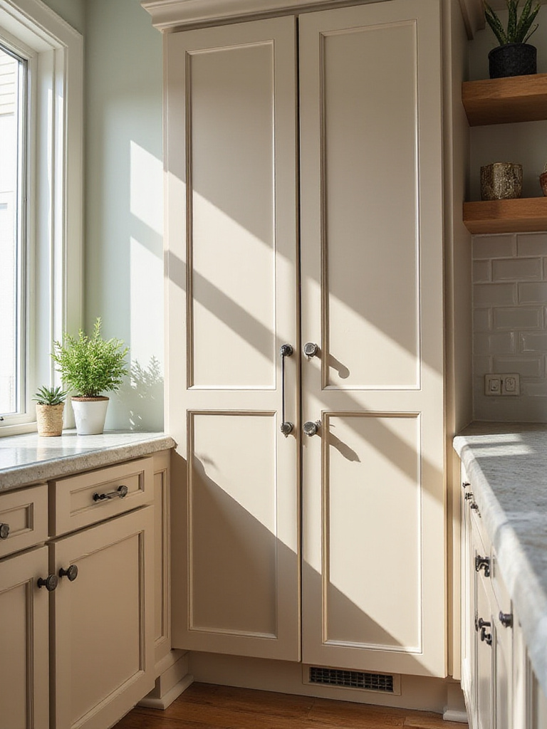 Modern kitchen cabinet doors after refacing, showcasing updated styles and finishes.