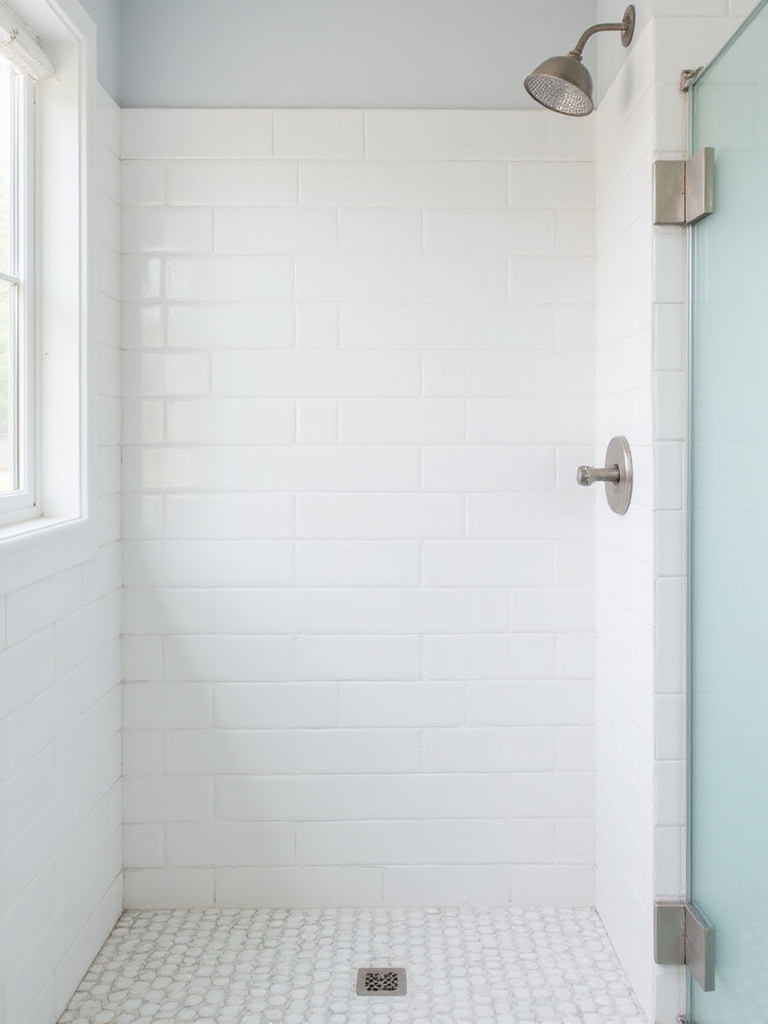 Classic white subway tile installed in a shower wall in a modern bathroom setting.