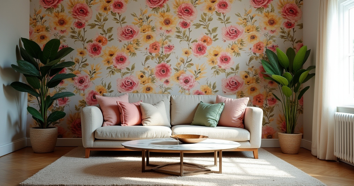 24 Creative Living Room Wallpaper Accent Wall Ideas