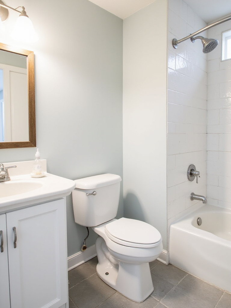 Small bathroom remodel featuring a mix of DIY and professional elements.