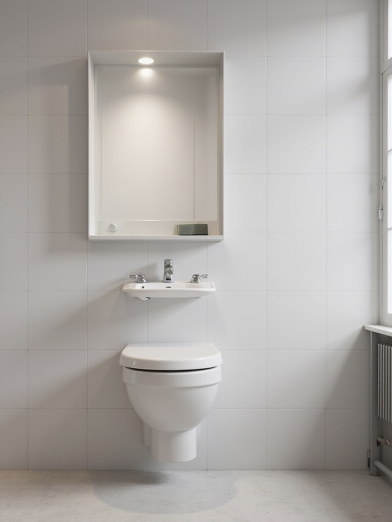 Small bathroom with a stylish wall-mounted space-saving sink