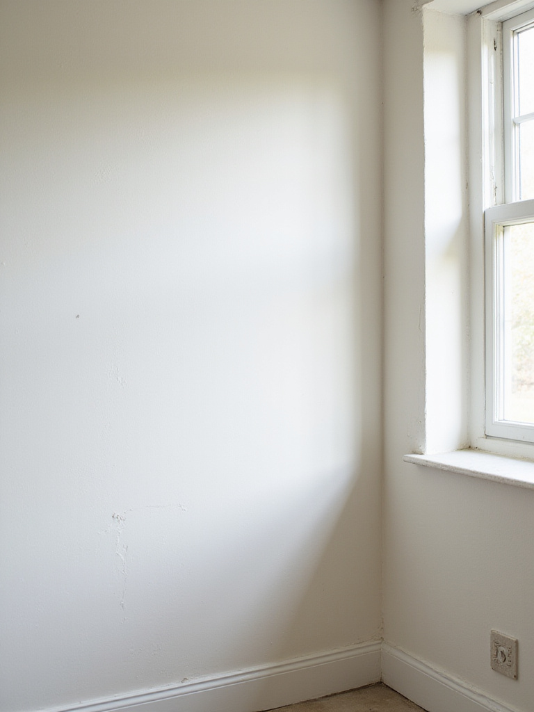 Clean and primed kitchen wall ready for wallpaper application