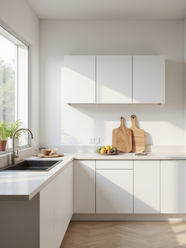 Minimally staged kitchen with organized countertop and essential items.
