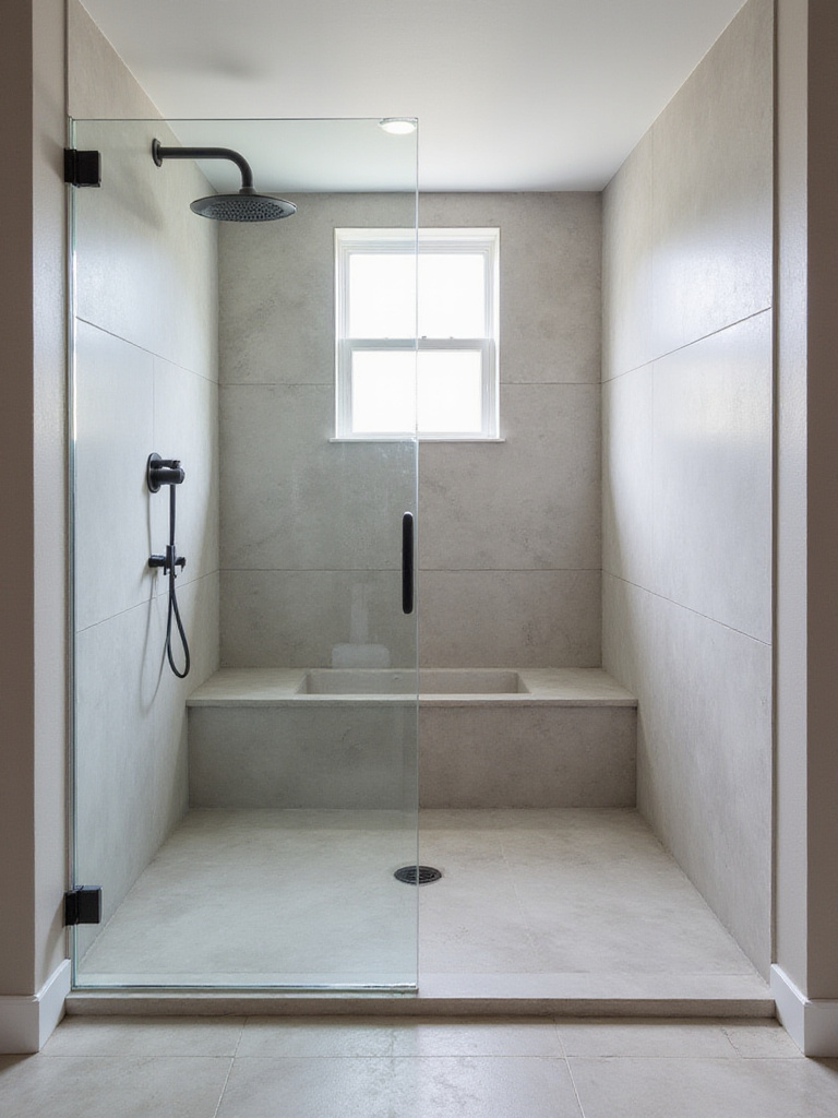 Modern walk-in shower showcasing accessibility and sleek design