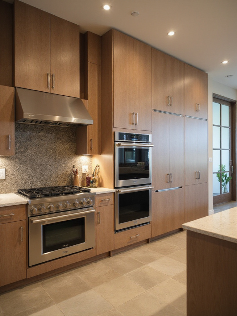 Modern kitchen with fully integrated appliances and custom cabinetry
