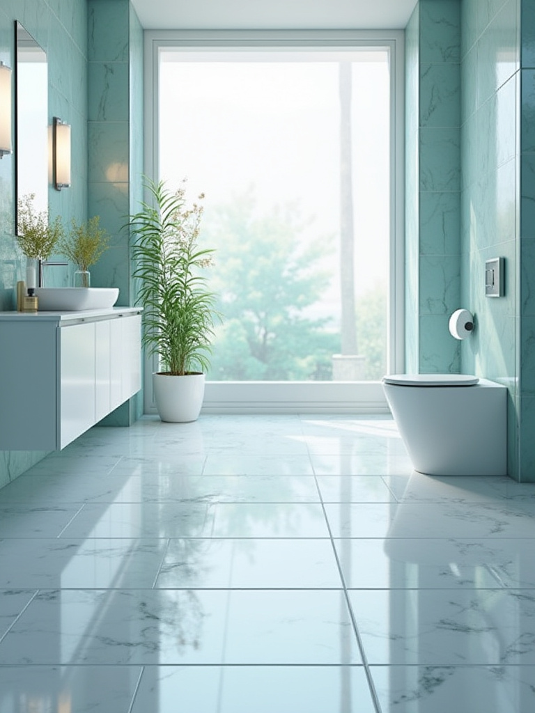 Bathroom with water-resistant porcelain tiles showcasing an elegant design.