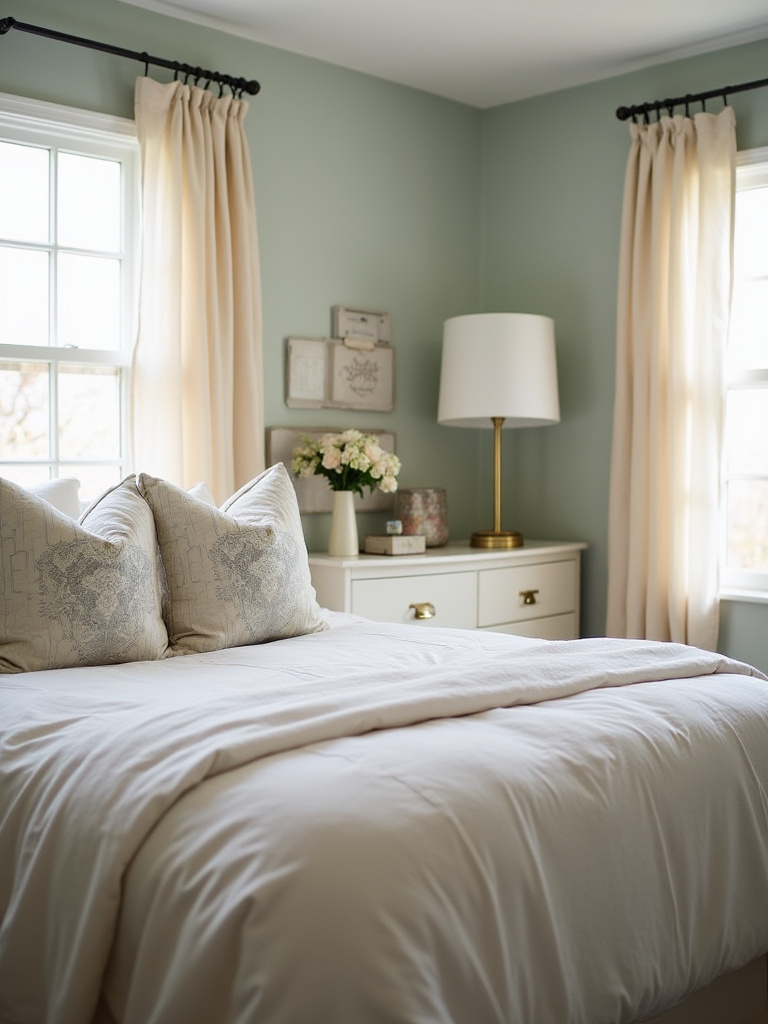 Budget bedroom transformation with stylish decor and ambient lighting.